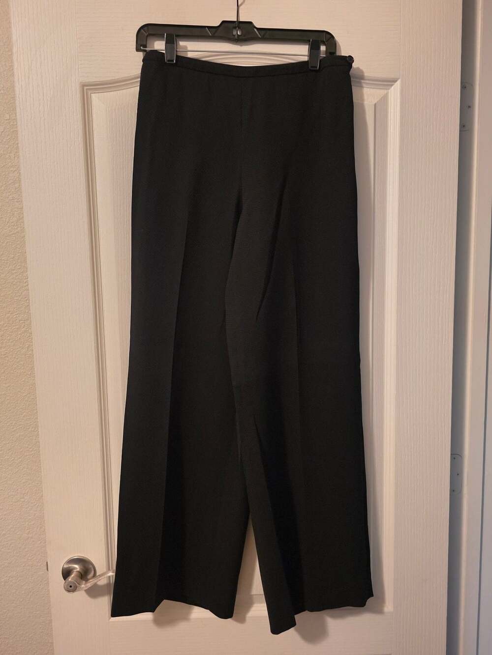 Ann Taylor Straight Leg Dot Texture Trousers Sz 10 Black Dress Pants